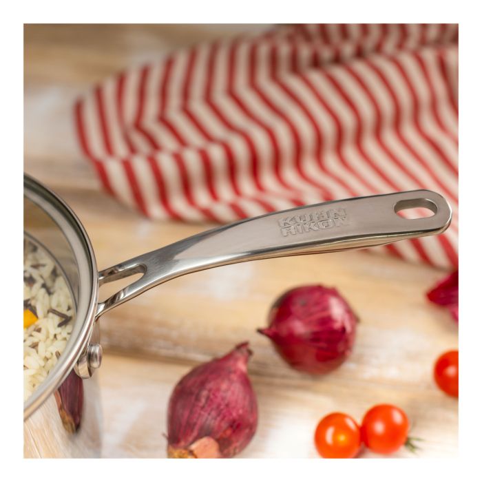 Kuhn Rikon Allround Casseruola Acciaio Inox 16 Cm 1,5 L Con Coperchio In Vetro - Adatta A Induzione E Forno Fino A 240°C