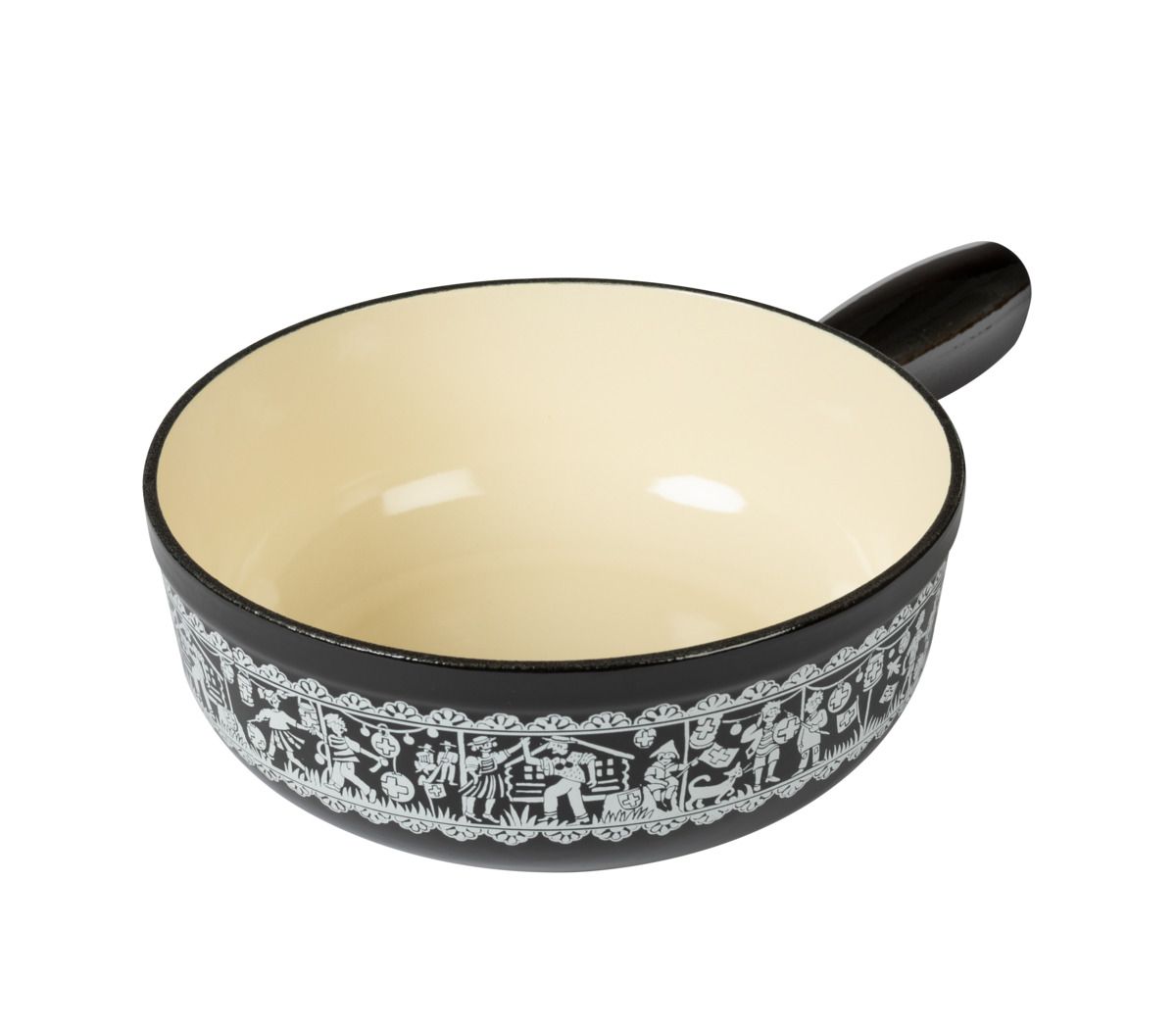 KUHN RIKON Fondue au Fromage Caquelon Fonte de Fer, Fonte, Induction, émaillé, 20 cm, Noir
