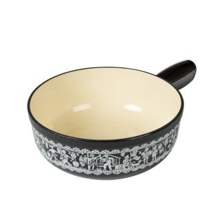 Fondue pot induction cast iron black Swiss National Day &Oslash; 24 cm