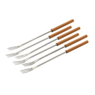 Cheese & Meat fondue forks cherry wood 6pcs