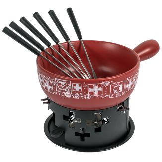 Cheese fondue set Swiss red &middot; &Oslash; 23cm