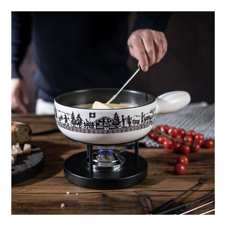 Cheese fondue set induction alpine meadow 23cm